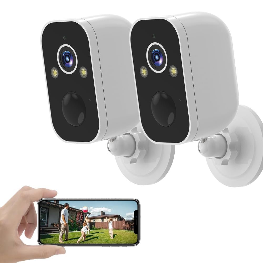 Security Cameras Wireless Outdoor Solar Powered WiFi System Waterproof with Night Vision Zoom Doorbell Blink 4K 5G (Host Without Solar Power *2pcs)