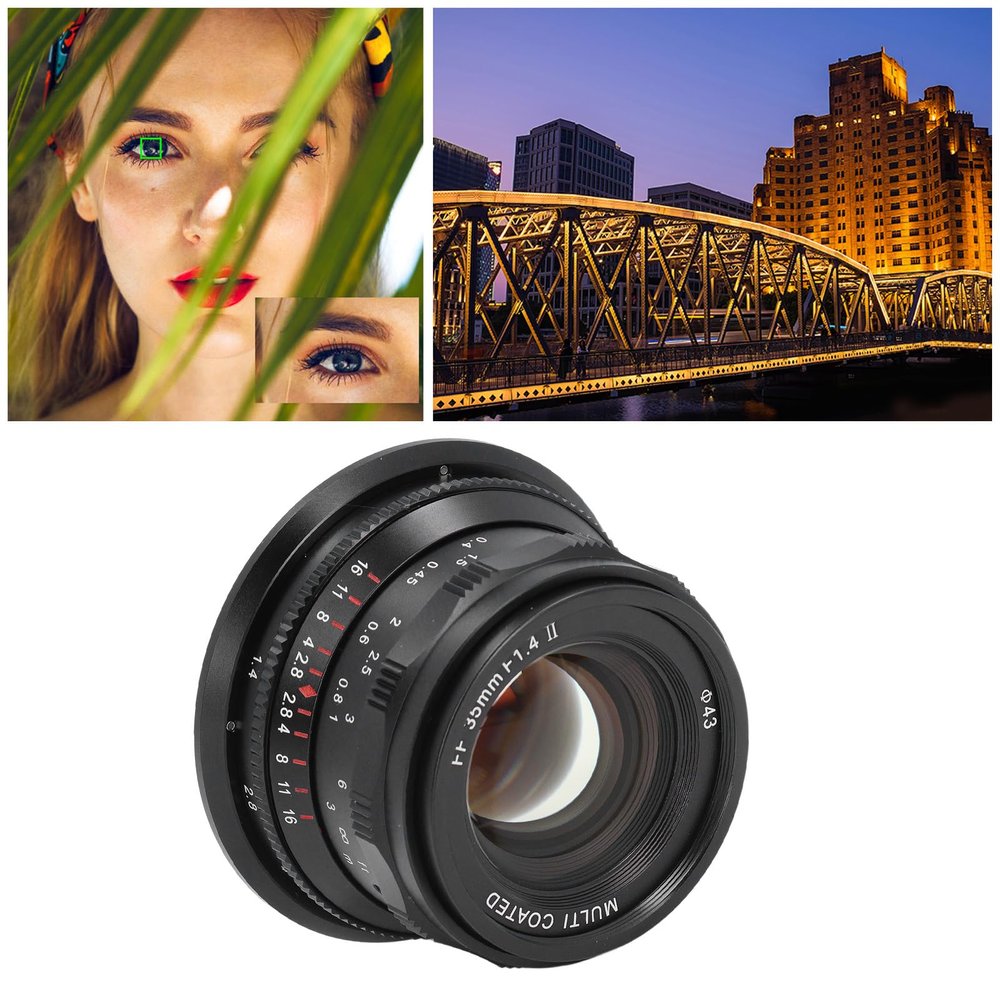 35mm F1.4 II Full Frame Large Aperture Lens for RF Mount Cameras, Wide Angle Manual Focus Fixed Lens for EOSR RP Ra R5 R6 R3 R5C R7 R10 for R6Mark II R50 R100 Cameras (Black)
