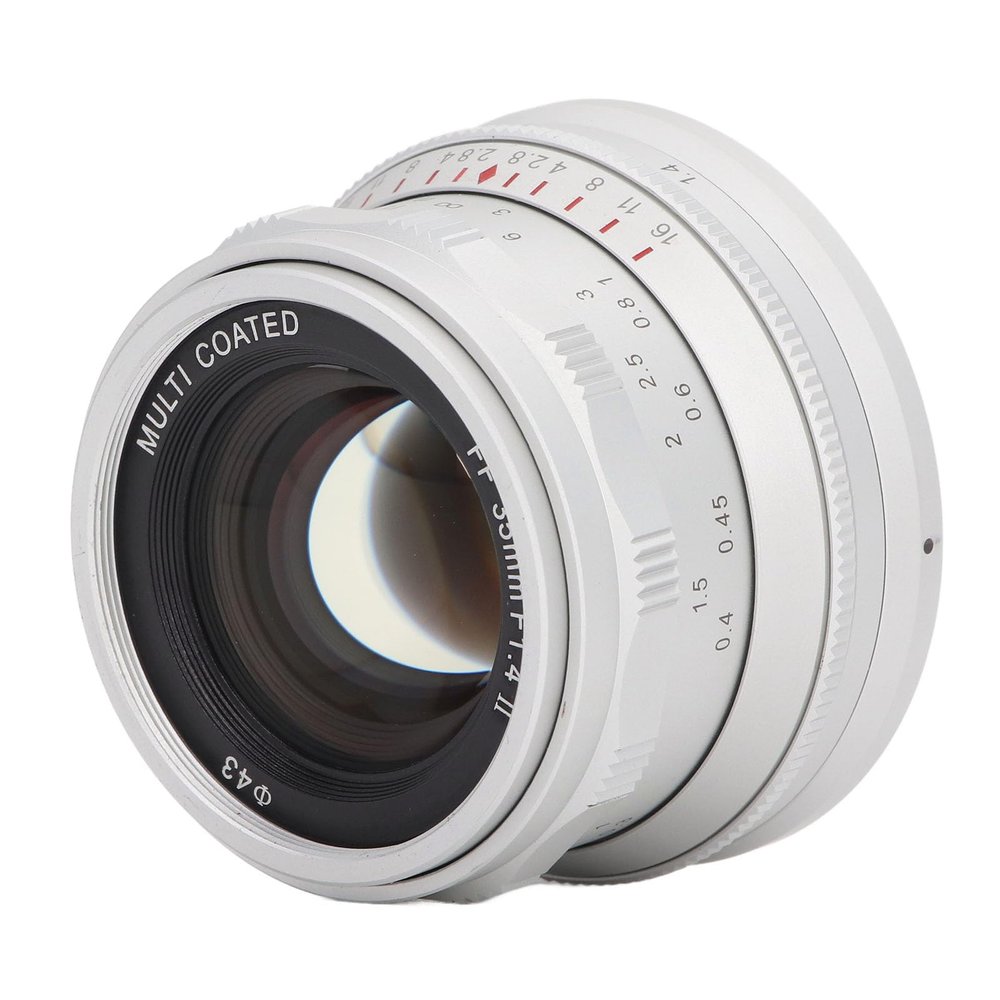 35mm F1.4 II Full Frame Lens for E Mount Cameras, Wide Angle Manual Focus Fixed Focus Lens 7 Layer Optical Coated for A7 A7II A7R A7RII X3 NEX3N Cameras (White)