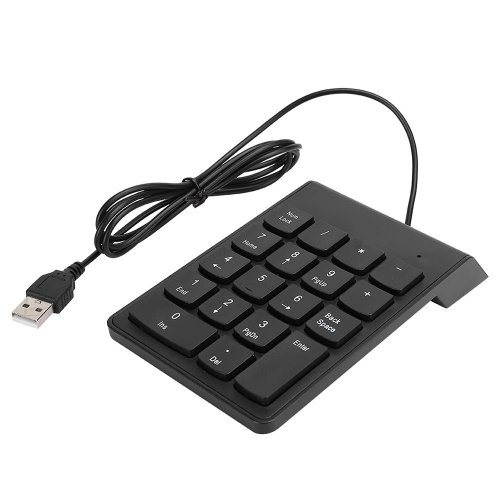 18 Key USB Keyboard Mini Mute Small Keypad Wired Digital for Desktop Desktop Sculpture, Number Pad Keyboard Financial Business (Black)