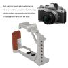 Camera Cage for ZFC, Aluminum Video Camera Rig with Wooden Handgrip, 1/4 Screw Hole, 3/8 Thread Hole, Cold Shoe Mount (Silver) view 4