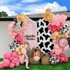 Arch Backdrop Cover Chiara Spandex Fitted Stretchy Fabric Arch Cover Baby Shower Birthday, Backdrop Decor Party Banquet Arch Decoration Cow Pattern Theme (Black, 7.2FT) view 2