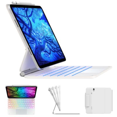 typecase Edge Keyboard Case for iPad 11th Gen A16 (2025) & 10th Gen 10.9" (2022) Multi-Touch Trackpad, 11-Color Backlit Magic-Style Keyboard Floating Magnetic Stand, Pencil Holder White