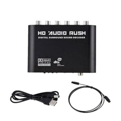 Grimmstr Digital to Analog 5.1 Audio Decoder Amplifier+Fiber Optic Cable SPDIF Coaxial to AC3 Optical Analog Converter for TV, Easy to Use Fine Workmanship