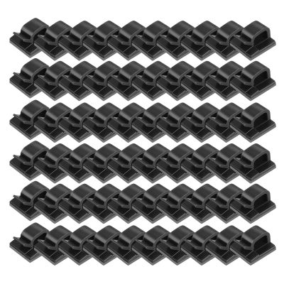 Hisocute 60Pcs Self-Adhesive Wire Tie Cable Clamp Clips Holder for Car Table Desk Storag Ethernet Cable Clips Flat Outdoor Cord Organizer Multi Color Adhesive for Car Cable Management Black White