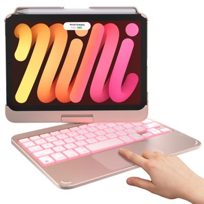 typecase Keyboard Case for iPad mini 7 (2024) & Mini 6 (2021) - Wireless Case with Keyboard for iPad mini 7th 6th Generation 8.3" - 11 Colors Backlit Keyboard Cover with Trackpad - Rose Gold
