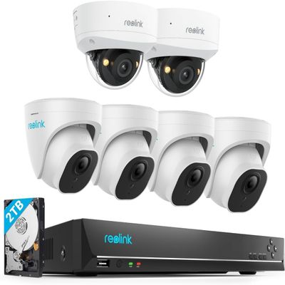 Reolink 5MP PoE Security Camera System Bundle, 4pcs 5MP Dome PoE IP Cameras with Smart AI Detection, 8CH NVR with Pre-Installed 2TB HDD, RLK8-520D4-5MP Bundle with IK10 Vandal Proof Cam RLC-540A