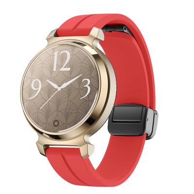 14mm bands Compatible with Garmin Lily 2 Band, Soft Silicone Magnetic Black Buckle Sport Wristband Replacement Straps Compatible with Garmin Lily 2 Smartwatch women men (Red)