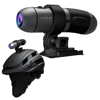 XRC TECH Dual Head 2K+2K Sports Action Camera,IP66 Waterproof WiFi Helmet Camera for Motorcycle Bicycle, Front and Rear Video Recorder with WiFi APP Wireless Remote Control HDR Night Vision, black