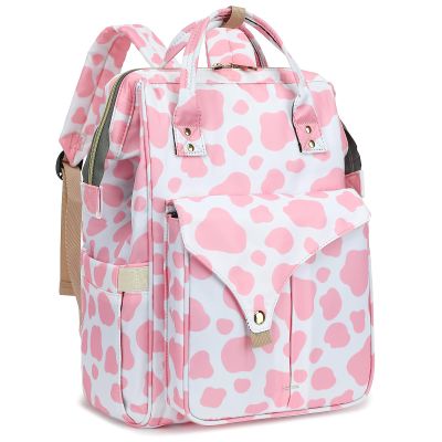 Mimfutu Cow Print Laptop Backpack College School Backpack Bookbags Nurse Backpacks Travel Bags for Women Girls Fits 15.6 Inch Notebook (Pink), Large