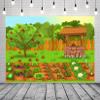 BELECO 6x4ft Fabric Fruits and Vegetables Garden Backdrop Cartoon Green Farmland Carrots Apples Agricultural Plants Harvest Background Farm Theme Party Decorations Kids Children Photoshoot Prop view 3