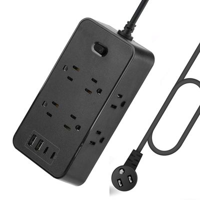 10FT Power Strip Extension Cord Surge Protector with 8 Outlets and 2 USB & 2 USB-C Port(5V 3.1A),Bold Extension Cord with Fuse Surge Protected Power Strip for Home Office (Black)