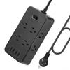 10FT Power Strip Extension Cord Surge Protector with 8 Outlets and 2 USB & 2 USB-C Port(5V 3.1A),Bold Extension Cord with Fuse Surge Protected Power Strip for Home Office (Black) view 1