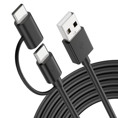 2in1 Tablet Charger Cord Replacement for All Amazons Kindle Fire HD 6 7 8 10, Kids E-Reader, Oasis Paperwhite, TV Stick, Android Micro USB Charging Cable with Type C Adapter