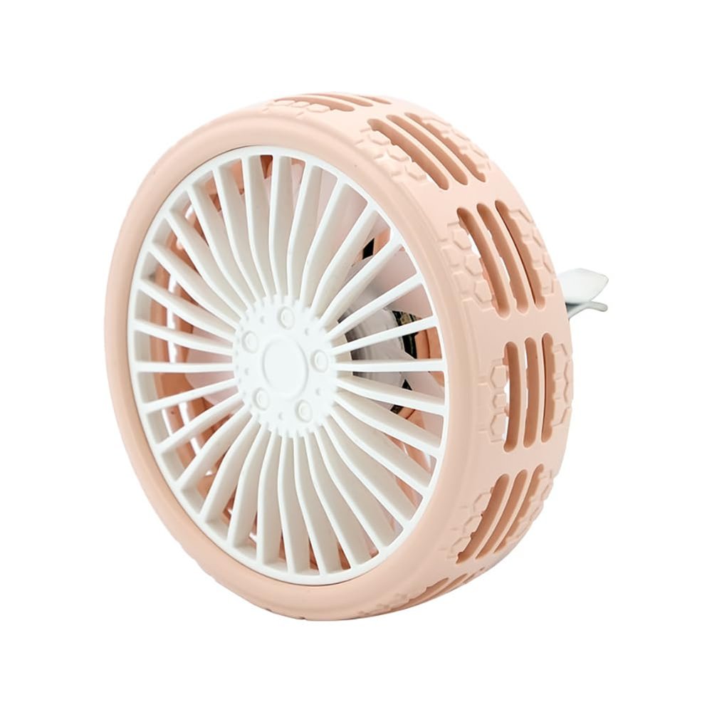 UPWONEA Mini Fan for Car,Tire-Shape Cooling Fan for Summer, USB Clip on Fan, Travel Camping Small Fan, 3 Speed Adjustable, Car Air Vent USB Fans, Portable Desk Fan, Multifunctional Personal Fan,Pink
