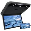 AUTUMFLATGAO 19" Car Overhead Player, 1080P Screen Car Roof Mounted Monitor, with 16 Colors Atmosphere Light, Flip Down Car Monitor Support HDMI, USB, IR,Black view 1