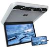 AUTUMFLATGAO 19" Car Overhead Player, 1080P Screen Car Roof Mounted Monitor, with 16 Colors Atmosphere Light, Flip Down Car Monitor Support HDMI, USB, IR,Grey view 1
