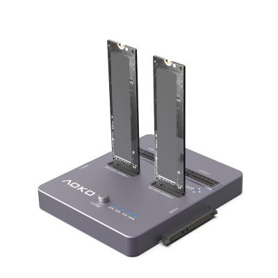 AOKO M.2 NVMe SSD Cloner, Dual-Bay 4-in-1 Hard Drive Docking Station,Hard Drive Reader/Cloner for M.2 PCIE NVME+mSATA & SATA 2.5"/3.5" HDD,Offline Cloning Without PC