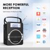 JEUJUG Radio Portable AM FM Digital Radios Clock Radio with Bluetooth 5 Watts Loud Speaker Rechargeable AM FM Radios Plug in Wall Battery Operated Best Reception for Home Outdoor Great Gift Black view 2