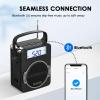 JEUJUG Radio Portable AM FM Digital Radios Clock Radio with Bluetooth 5 Watts Loud Speaker Rechargeable AM FM Radios Plug in Wall Battery Operated Best Reception for Home Outdoor Great Gift Black view 3