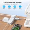 TROND Surge Protector Power Strip: 9 Widely Spaced AC Outlets with 20W USB C Charger Power Strip, 15ft Flat Plug Extension Cord, Wall Mount, Desk Charging Station, Hotel Dorm Room Essentials, White view 2