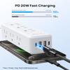 TROND Surge Protector Power Strip: 9 Widely Spaced AC Outlets with 20W USB C Charger Power Strip, 15ft Flat Plug Extension Cord, Wall Mount, Desk Charging Station, Hotel Dorm Room Essentials, White view 3