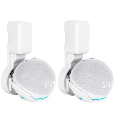 Compatible with Amazon Echo Pop Holder, Echo Pop Stand, Echo Pop Wall Mount with Integrated Cable Management, No Screws Required, Speaker Accessory Rack (White, WL-801), 2 Pieces