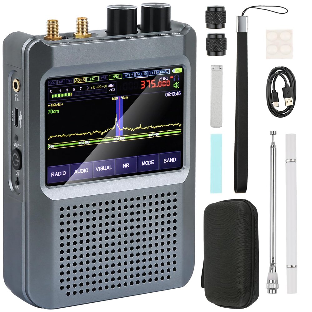 V2.4 Version Malachite DSP2 SDR Radio Receiver 2GHz - 5000mAh/3.5inch Touchscreen AM SSB DSB CW NFM WFM Air FT8 Decoder Noise Reduction Portable Digital Shortwave Radio 10K-380MHz 404M-2GHz