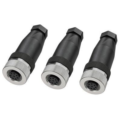 ZBLZGP M12 A-Code 8Pin Straight Female Circular Field Wireable Waterproof Unshielded Connector,3 Pack