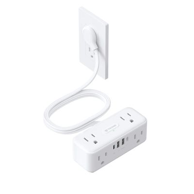 TROND 20W USB C Power Strip Surge Protector - 5ft Flat Plug Extension Cord with Multiple 6 Outlet, 4 USB, 900 Joules, 3 Sided Design, Mountable, Compact for Home Office Travel Dorm Room Essentials