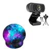 1080P Webcam with Microphone & Tripod Stand Privacy Shutter, Cute Non Slip Rubber Base Mouse Pad with Wrist Rest Support view 1