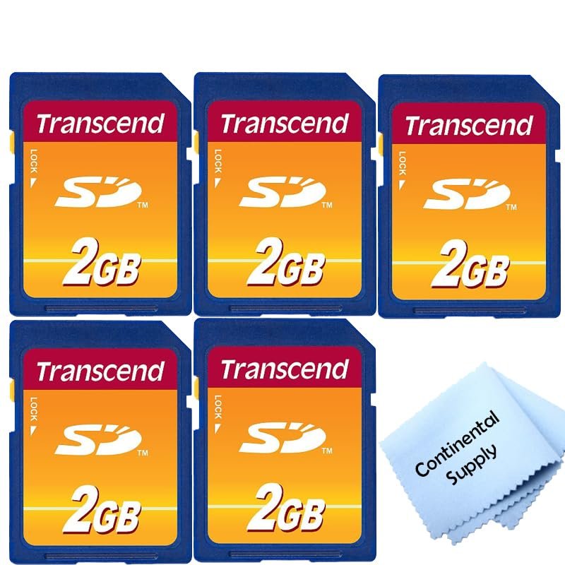 DirectNine Basics 5 Pack Transcend Secure Digital 2GB with Cloth (TS2GSDC)