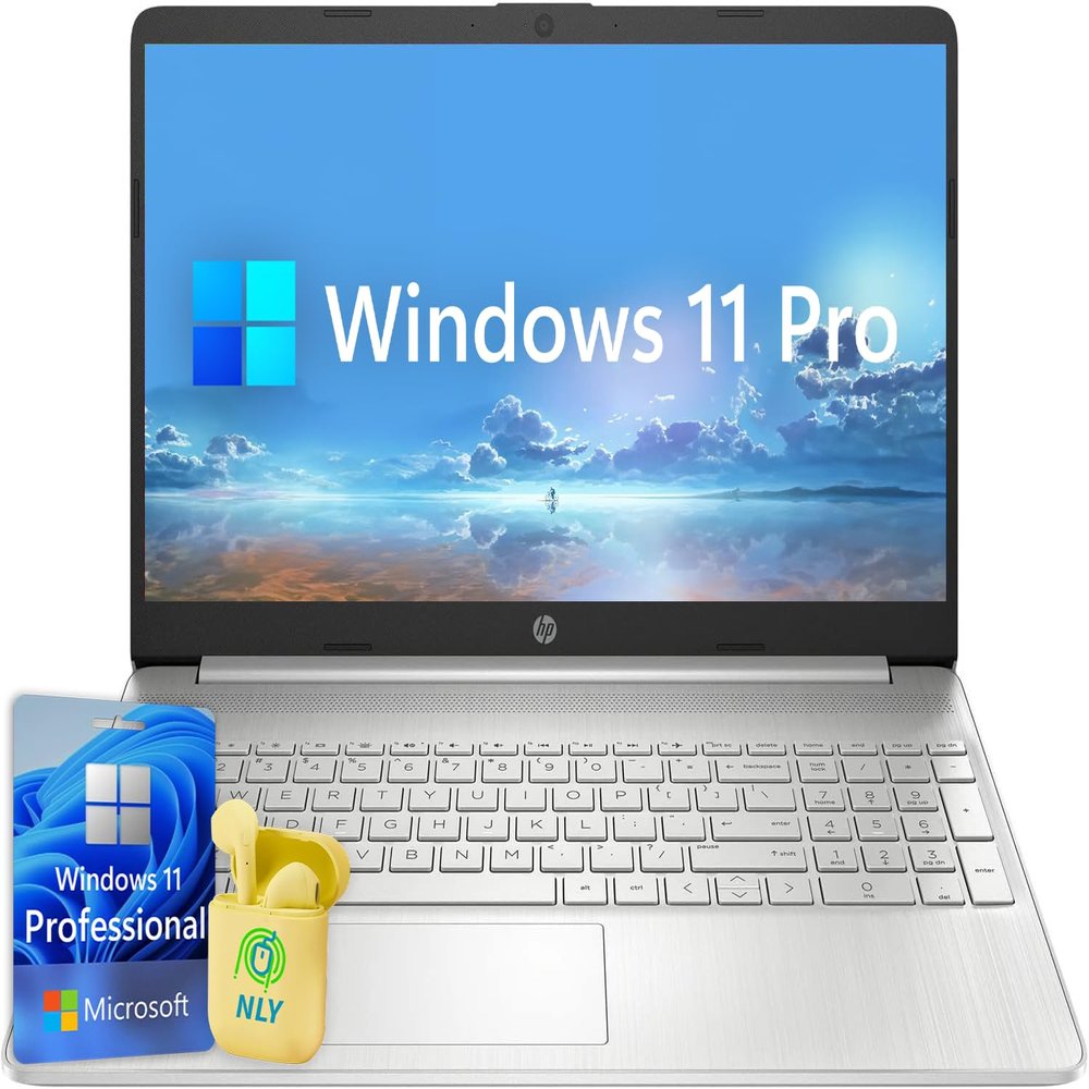 HP 15.6" Business Laptop Computer, Windows 11 Pro Laptop 12GB RAM 512GB SSD, Intel Core i5-1135G7 Processor, FHD 1920x1080 LED Display, Numeric Keypad, SD Card Reader, HDMI, NLY Earphones, Silver