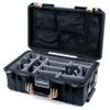 Pelican Air 1535 Carry-on Case by ColorCase - Black - Medium Size Waterproof Case with Gray Padded Microfiber Dividers & Mesh Lid Organizer - Desert Tan Handles & Latches view 1