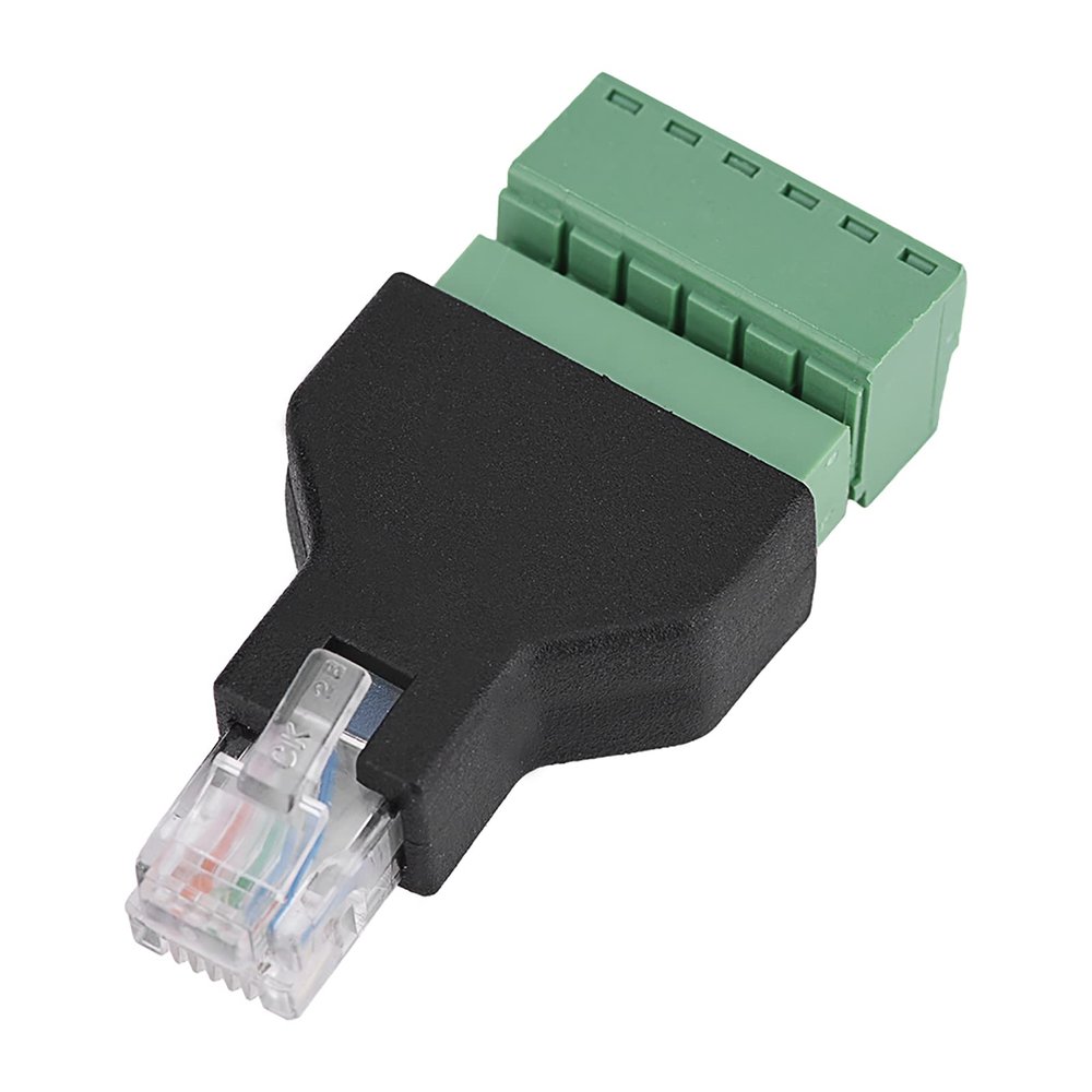 Rj12 6P6C to 6 Screw Terminals Adapter Connector, Rj12 Adapr Constructed, Ethernet to 6P6C of High, Retardant Plastic, Compact Design for Connection