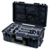 ColorCase Pelican Air 1535 Carry-on Case Black - Medium Size Waterproof Case with Gray Padded Microfiber Dividers & Mesh Lid Organizer - OD Green Handles & Latches view 1
