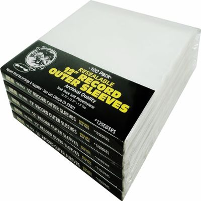 (500) 12" LP Vinyl Record Outer Sleeves - RESEALABLE - 3 mil Archival Quality Soft Polyethylene - #12SE03RS