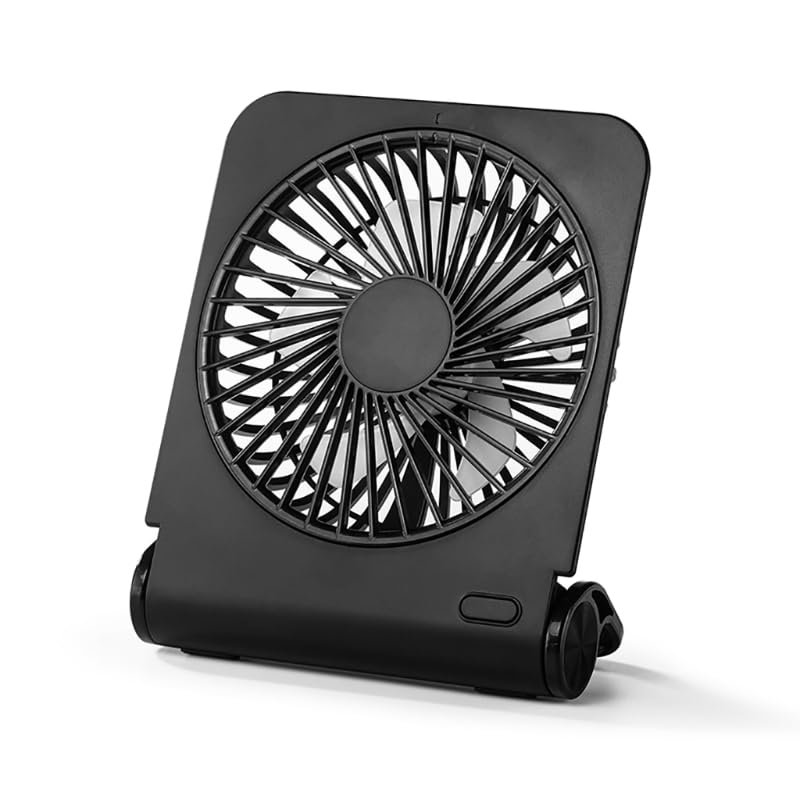 MODODO USB Desktop Fan, Convenient Size, 4Wind Speed Rechargeable Table Cooling Fan Strong Wind Fan 1800mah Battery Capacity, 158x128x45mm, Black