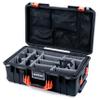 Black Pelican Air 1535 Carry-on Case - With Grey Padded Dividers & Mesh Lid Organizer - Orange Handles & Latches. view 1
