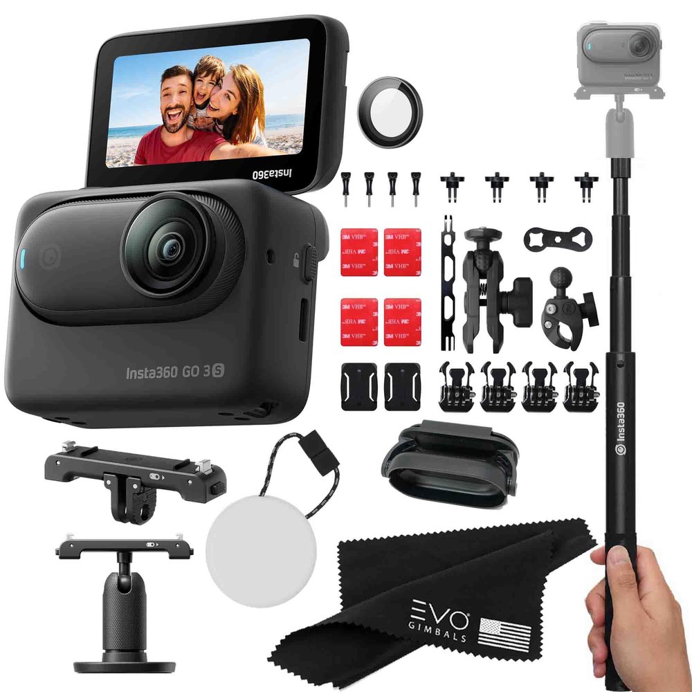 Insta360 GO 3S 128GB  Waterproof Tiny Mighty Action Camera with 4K 3840x2160 Video & 4000x3000 Photo, FlowState Stabilization, AI Editing, Action Pod| (128GB Black+Moto+Selfie Stick(Moto Bundle))