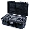 Pelican Air 1535 Carry-on Case by ColorCase - Black - Medium Size Waterproof Case with Gray Padded Microfiber Dividers & Mesh Lid Organizer - Black Handles & TSA Locking Latches view 1