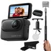 Insta360 GO 3S 128GB  Waterproof Tiny Mighty Action Camera with 4K 3840x2160 Video & 4000x3000 Photo, FlowState Stabilization, AI Editing, Action Pod| (128GB Black+Selfie Stick) view 1