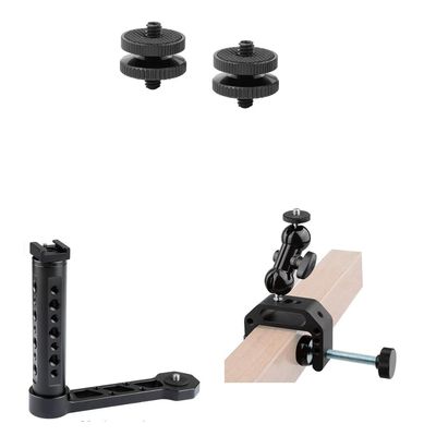 CAMVATE 1/4"-20 Male Thread Screw + Universal L Bracket Handle + Camera Clamp Mount