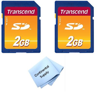 2 Pack Transcend 2GB SD Flash Memory Card TS2GS with Continental Cloth