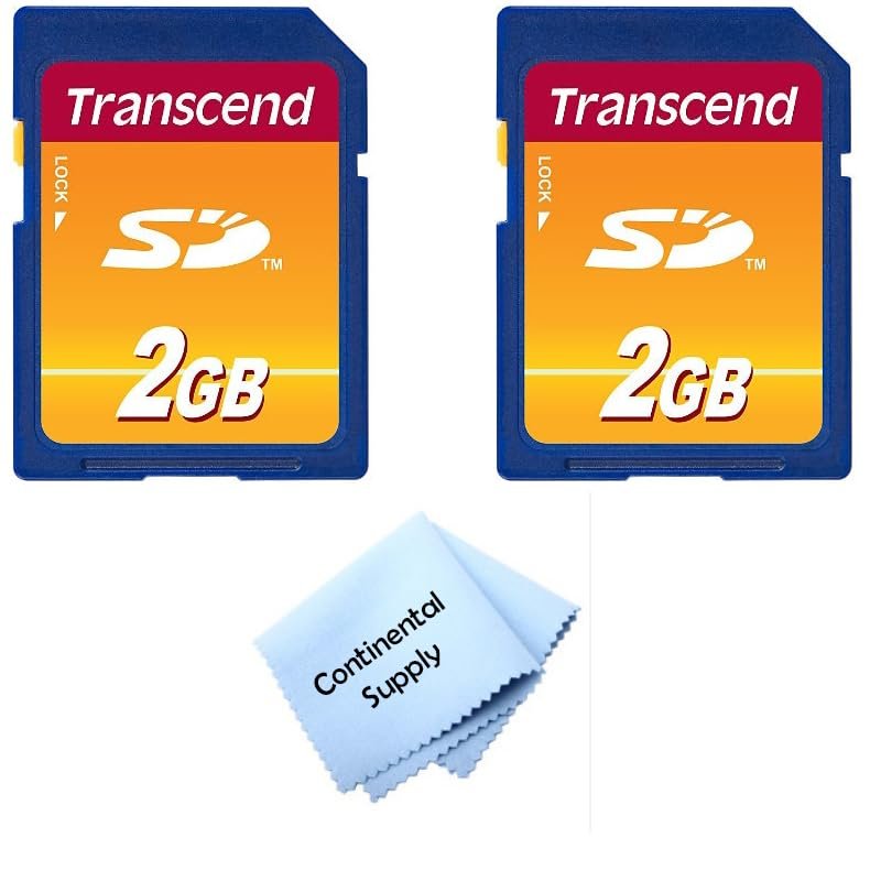 2 Pack Transcend 2GB SD Flash Memory Card TS2GS with Continental Cloth