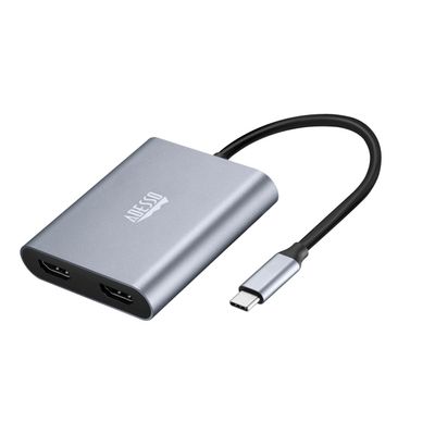 ADESSO USB C to Dual HDMI Adapter, Compact and Portable USB C Adapter, Supports 4K@60Hz and Dual 2K/1080P@60Hz, for MacBook/Lenovo Yoga/Thinkpad, XPS, and More