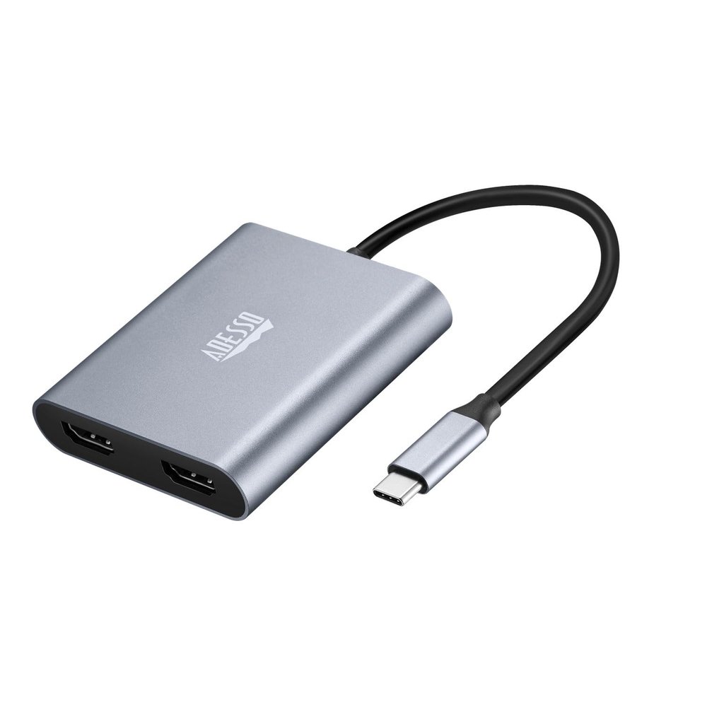 ADESSO USB C to Dual HDMI Adapter, Compact and Portable USB C Adapter, Supports 4K@60Hz and Dual 2K/1080P@60Hz, for MacBook/Lenovo Yoga/Thinkpad, XPS, and More