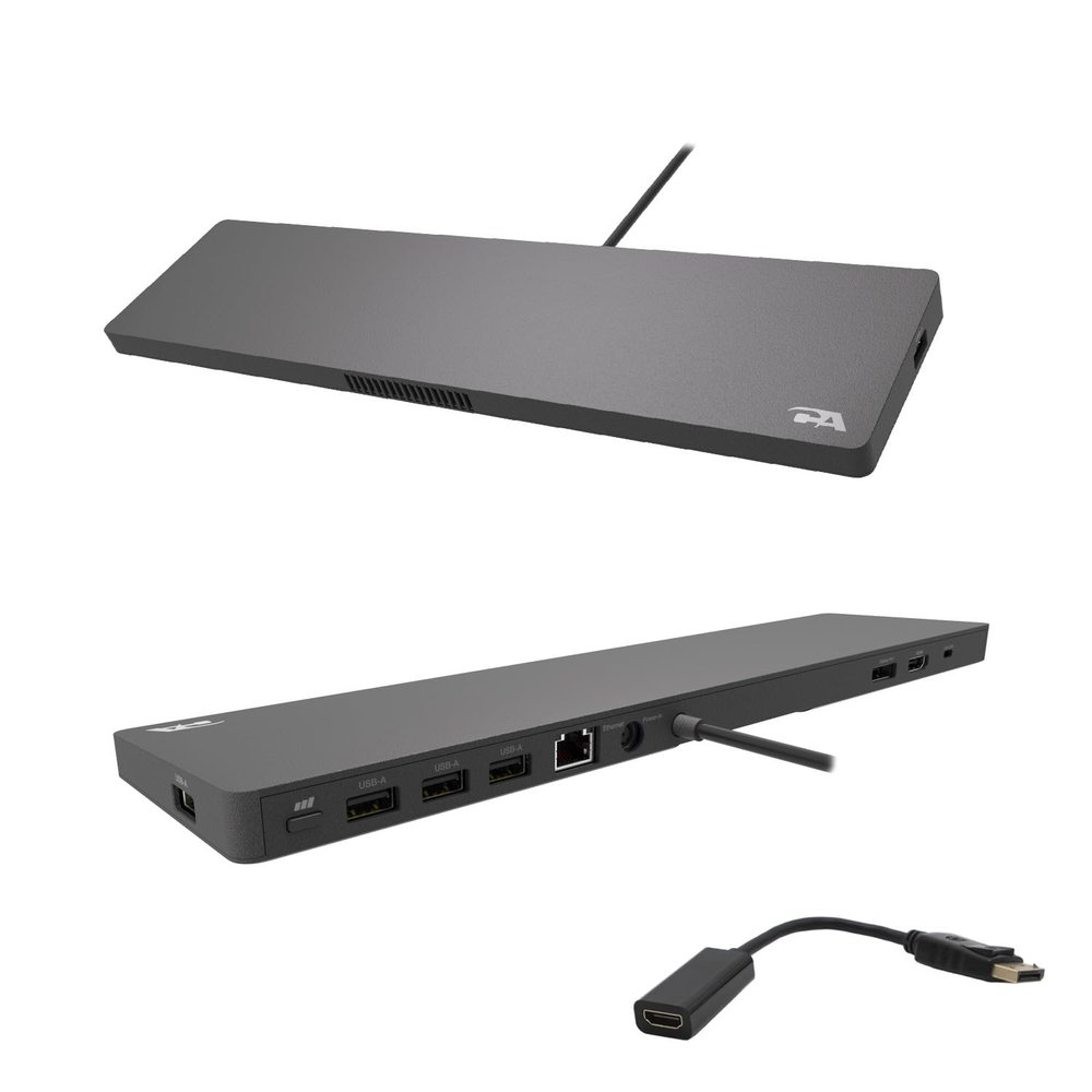 Cyber Acoustics Docking Station (DS-2000), 6 Pack  USB-C with 100W Power Delivery, Laptop Cooling, Dual 4K Monitor Displays, 4 USB-A Ports, Ethernet, Includes 6 Active DisplayPort to HDMI Adapters