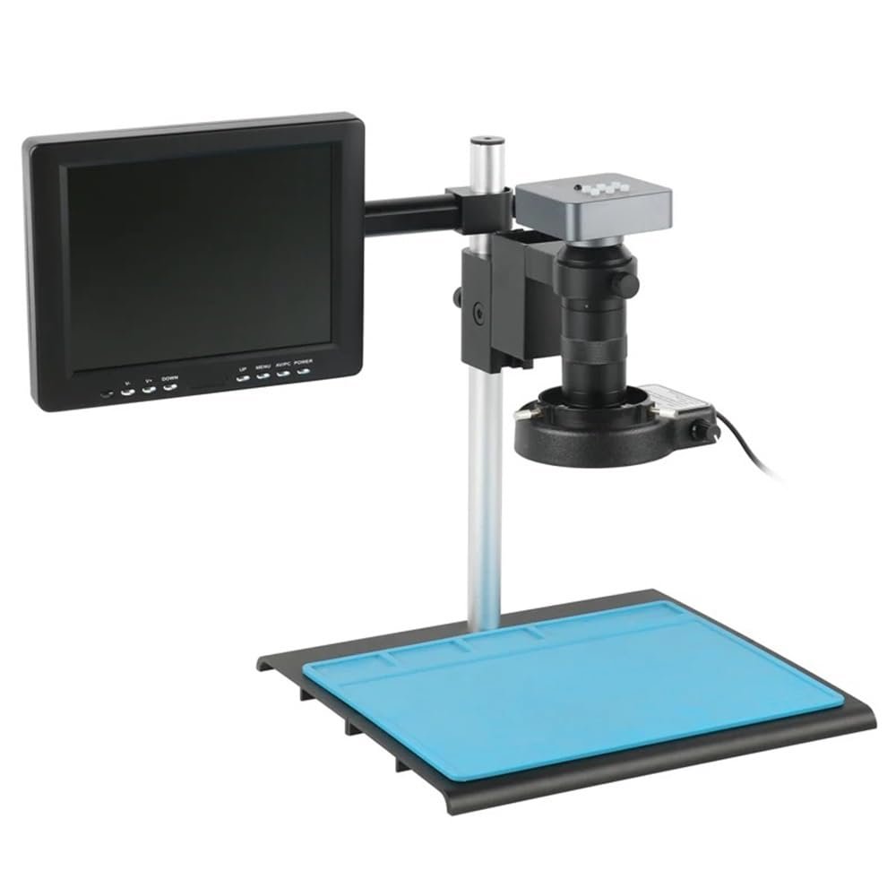 ZTBH Microscope Accessories Kit 1080P VGA HDMI IMX307 Industrial Lab Video Microscope Camera + 100X C-Mount Lens + 56 LED Ring Light + Stand + 8" LCD Microscope Slides (Color : 48MP HDMI USB-01)