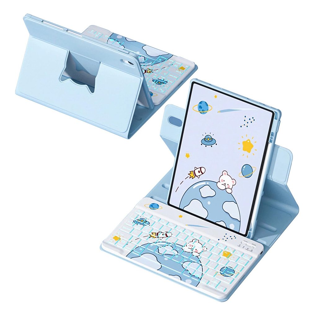 GYSDCAZ Keyboard Case for Xiaomi Pad 6/6 Pro 11 Inch, 360 Rotatable Magnetic Case, Cute Cartoon Keyboard with Backlight,Blue